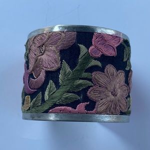 Embroidered Metal Cuff Bracelet